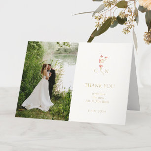 Tarjeta De Agradecimiento Boda de monograma floral en pareja bonito