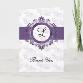 Tarjeta De Agradecimiento boda de monograma púrpura brillante gracias