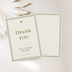 Tarjeta De Agradecimiento Boda de Monograma Romántico de Marfil y Oro