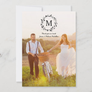 Tarjeta De Agradecimiento Boda de Monograma Rústico por Sobrecarga de la cor