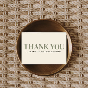 Tarjeta De Agradecimiento Boda de monograma verde oliva