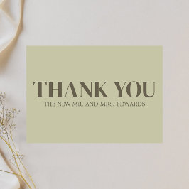Tarjeta De Agradecimiento Boda de Monograma Verde Sabio