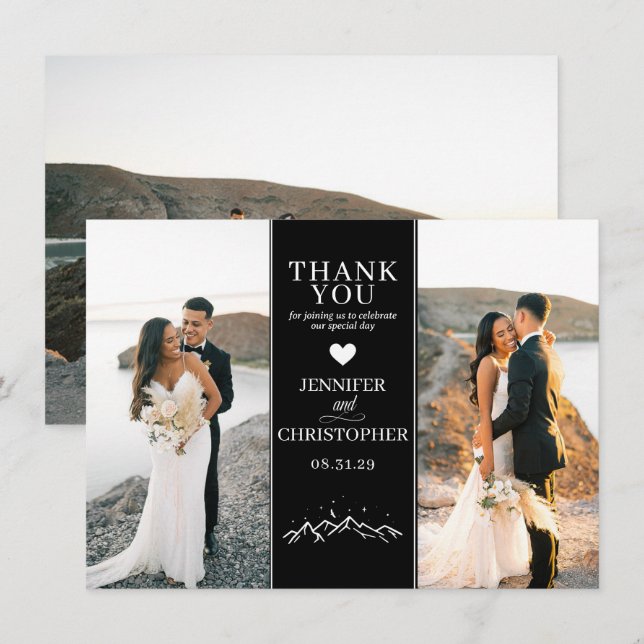Tarjeta De Agradecimiento Boda de Montaña Negra (Anverso / Reverso)