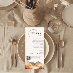 Tarjeta De Agradecimiento Boda de montaña otoño con código QR