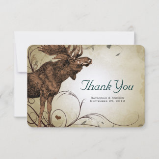 Tarjeta De Agradecimiento Boda De Moose De Oro Vintage Gracias Cartas