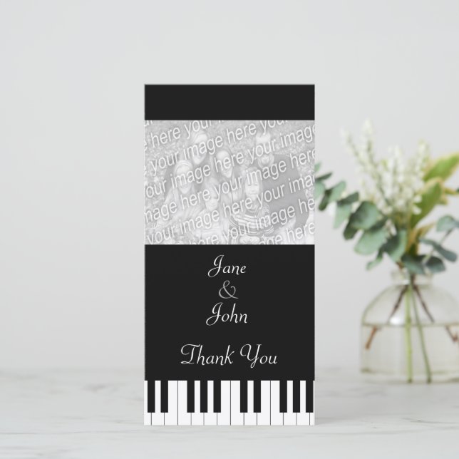 Tarjeta De Agradecimiento Boda de música de teclado piano. Gracias. (Anverso de pie)