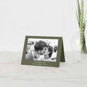 Tarjeta De Agradecimiento Boda de naturaleza en verde olivo oscuro   Foto de