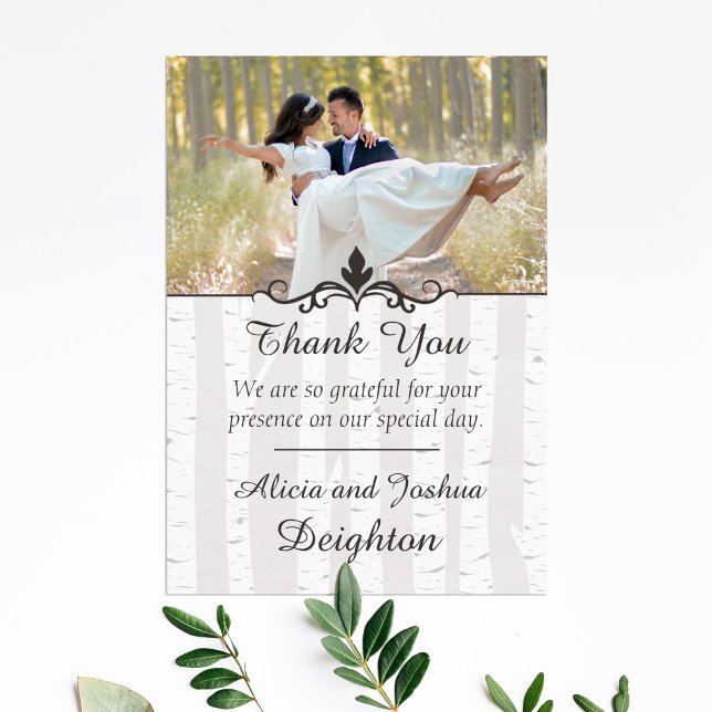 Tarjeta De Agradecimiento Boda de Naturaleza Rústica del Árbol Birch Gracias (Subido por el creador)