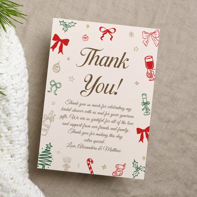 Tarjeta De Agradecimiento Boda de Navidad Dibujada a Mano  (Subido por el creador)