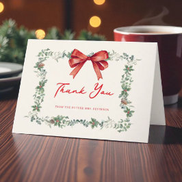 Tarjeta De Agradecimiento Boda de Navidad Un Alegre y Pequeño Shower Nupcial