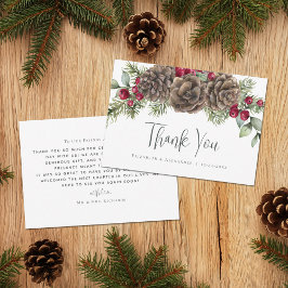 Tarjeta De Agradecimiento Boda de Navidades botánicos de acuarela