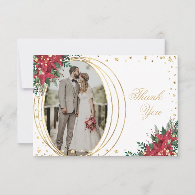 Tarjeta De Agradecimiento Boda de Navidades de fotografía (Anverso)