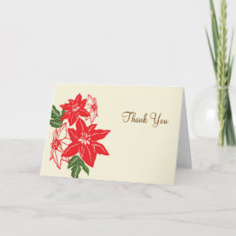 Tarjeta De Agradecimiento Boda de Navidades de Poinsettias Rojas y Verdes