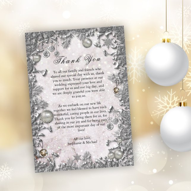 Tarjeta De Agradecimiento Boda de Navidades mágicos encantadores de invierno (Subido por el creador)