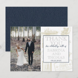Tarjeta De Agradecimiento Boda de Navy Blue Australia - Gracias