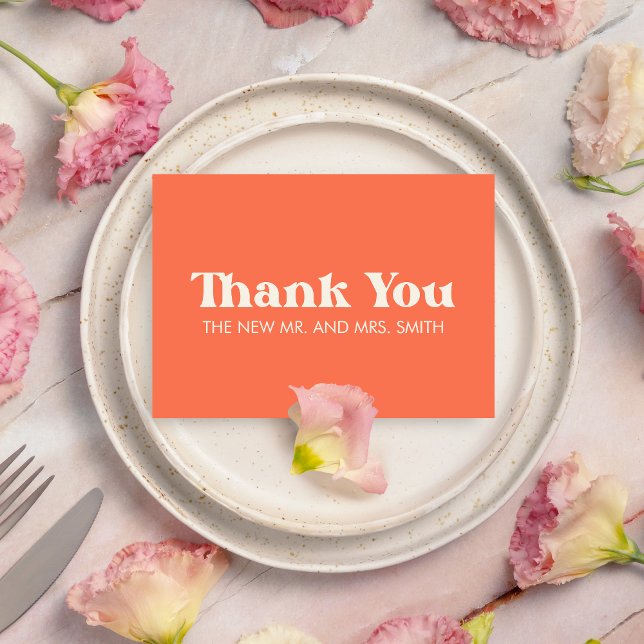 Tarjeta De Agradecimiento Boda de negrita y Moda retro moderno (Bold & Chic Modern Retro Wedding Thank you Card)