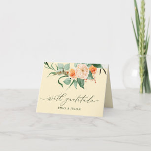 Tarjeta De Agradecimiento Boda de nombres personalizados de Boho Greenery Bo
