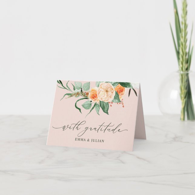 Tarjeta De Agradecimiento Boda de nombres personalizados de Boho Greenery Bo (Anverso)
