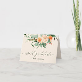 Tarjeta De Agradecimiento Boda de nombres personalizados de Boho Greenery Bo