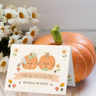 Tarjeta De Agradecimiento Boda de Novia y Novio Calabaza Lindo Agradecimient