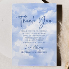 Tarjeta De Agradecimiento Boda de nubes espumosas blancas azules