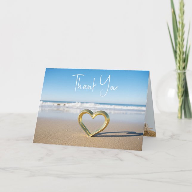 Tarjeta De Agradecimiento Boda de Ocean Love Beach (Anverso)