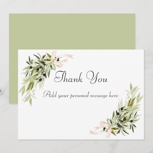 Tarjeta De Agradecimiento Boda de Olive Branch Bouquets (Anverso / Reverso)