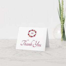 Tarjeta De Agradecimiento Boda de onograma de floral otoño