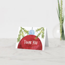 Tarjeta De Agradecimiento Boda de Ornamentos de Navidad Roja Gracias