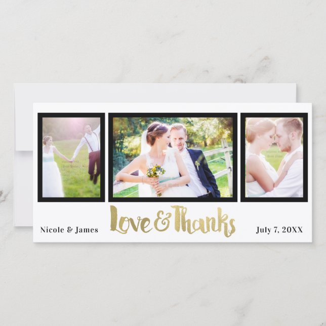 Tarjeta De Agradecimiento Boda de oro 3 Foto Amor y Gracias (Anverso)