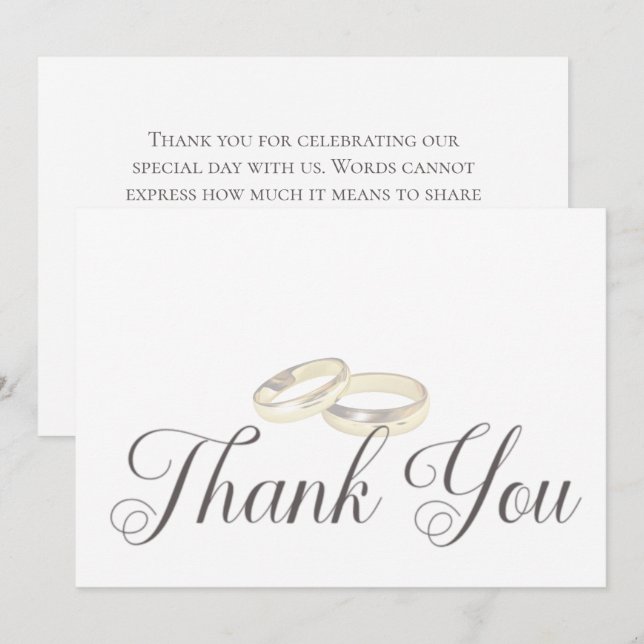 Tarjeta De Agradecimiento Boda de oro anota sobre Boda blanco (Anverso / Reverso)