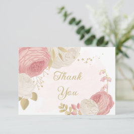 Tarjeta De Agradecimiento Boda de oro de flores rojas y blancas