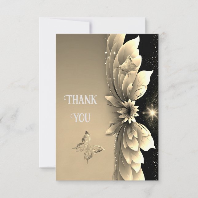 Tarjeta De Agradecimiento Boda de Oro Elegante (Anverso)