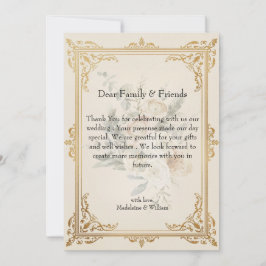 Tarjeta De Agradecimiento Boda de oro elegante formal de lujo