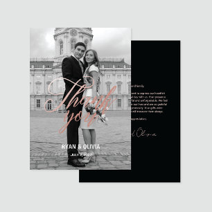 Tarjeta De Agradecimiento Boda de oro Gris y Rosa moderno personalizado