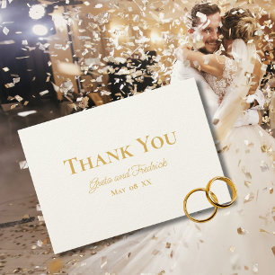 Tarjeta De Agradecimiento Boda de oro Minimalista simple y sin tiempo