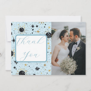 Tarjeta De Agradecimiento Boda de oro negro Sol Luna Estrellas Celestiales A