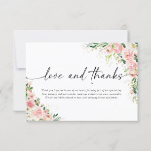Tarjeta De Agradecimiento Boda de oro Rosa Rosa de Rubor Gracias Cartas