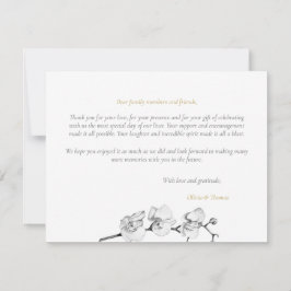Tarjeta De Agradecimiento Boda de orquídeas de oro blanco negro y moderno