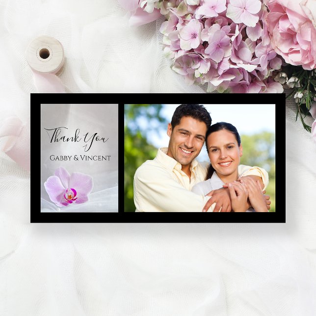 Tarjeta De Agradecimiento Boda de orquídeas rosas y velos de novias gracias (Subido por el creador)