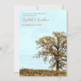 Tarjeta De Agradecimiento Boda de otoño bajo un roble rústico