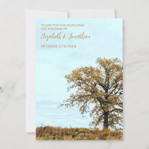 Tarjeta De Agradecimiento Boda de otoño bajo un roble rústico