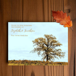 Tarjeta De Agradecimiento Boda de otoño bajo un roble rústico