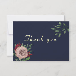Tarjeta De Agradecimiento Boda de Otoño Burgundy Gold