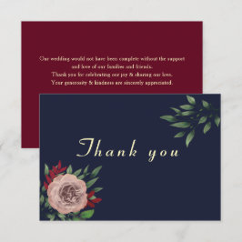 Tarjeta De Agradecimiento Boda de Otoño Burgundy Gold