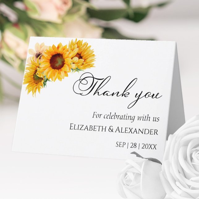 Tarjeta De Agradecimiento Boda de otoño con flor de girasol (Subido por el creador)