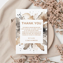 Tarjeta De Agradecimiento Boda de otoño de acuarela gris marrón