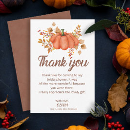 Tarjeta De Agradecimiento Boda de Otoño de Calabaza Enamórate