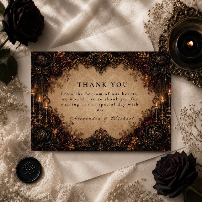 Tarjeta De Agradecimiento Boda de Otoño de Romance Oscuro (Subido por el creador)