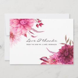 Tarjeta De Agradecimiento Boda de otoño en Borgoña y Rubor